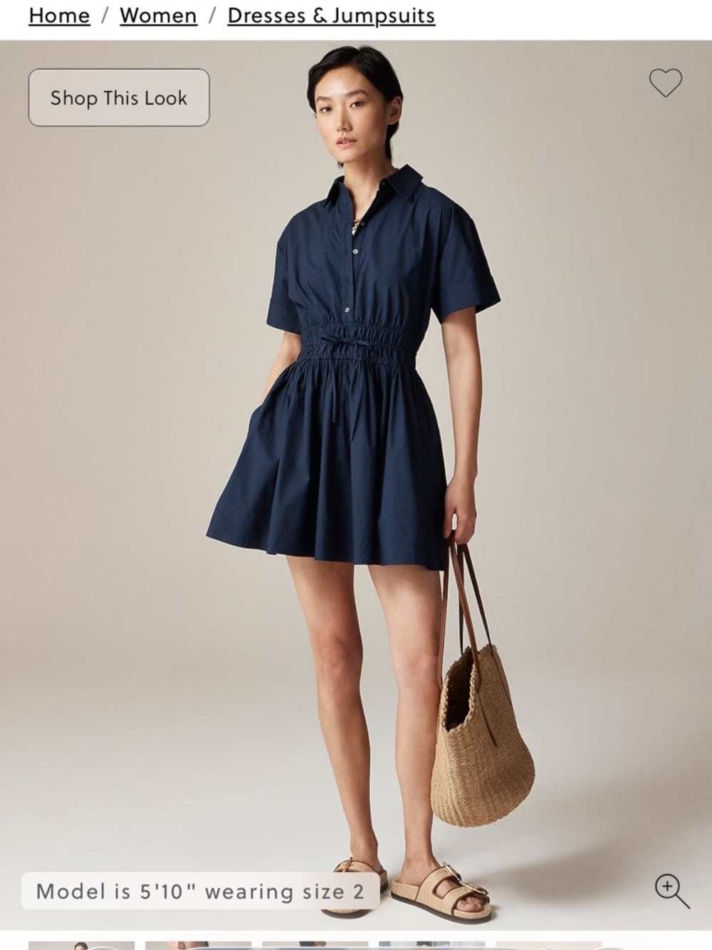 Jcrew Elena mini shirt-dress in cotton poplin